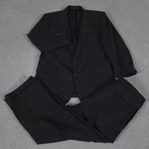 Tom James 2-Piece Suit Mens 44R Pants 34x30 Black Executive Blazer Trousers